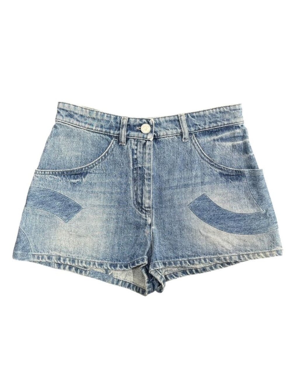 Chanel Denim Shorts CC Logo Indigo Blue